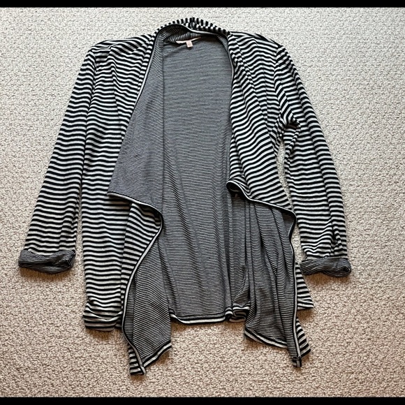 Gibson Latimer Sweaters - Gibson Latimer gray black striped‎ long sleeve cardigan sweater, sz S